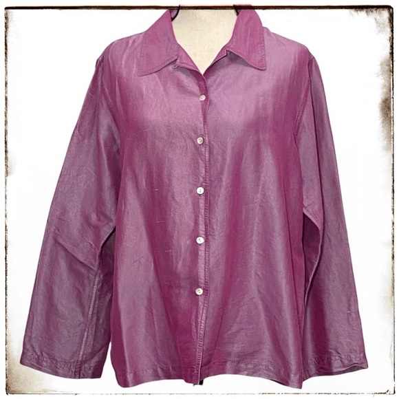 Debra deRoo Tops - Debra deRoo Button Up Blouse L Iridescent Purple